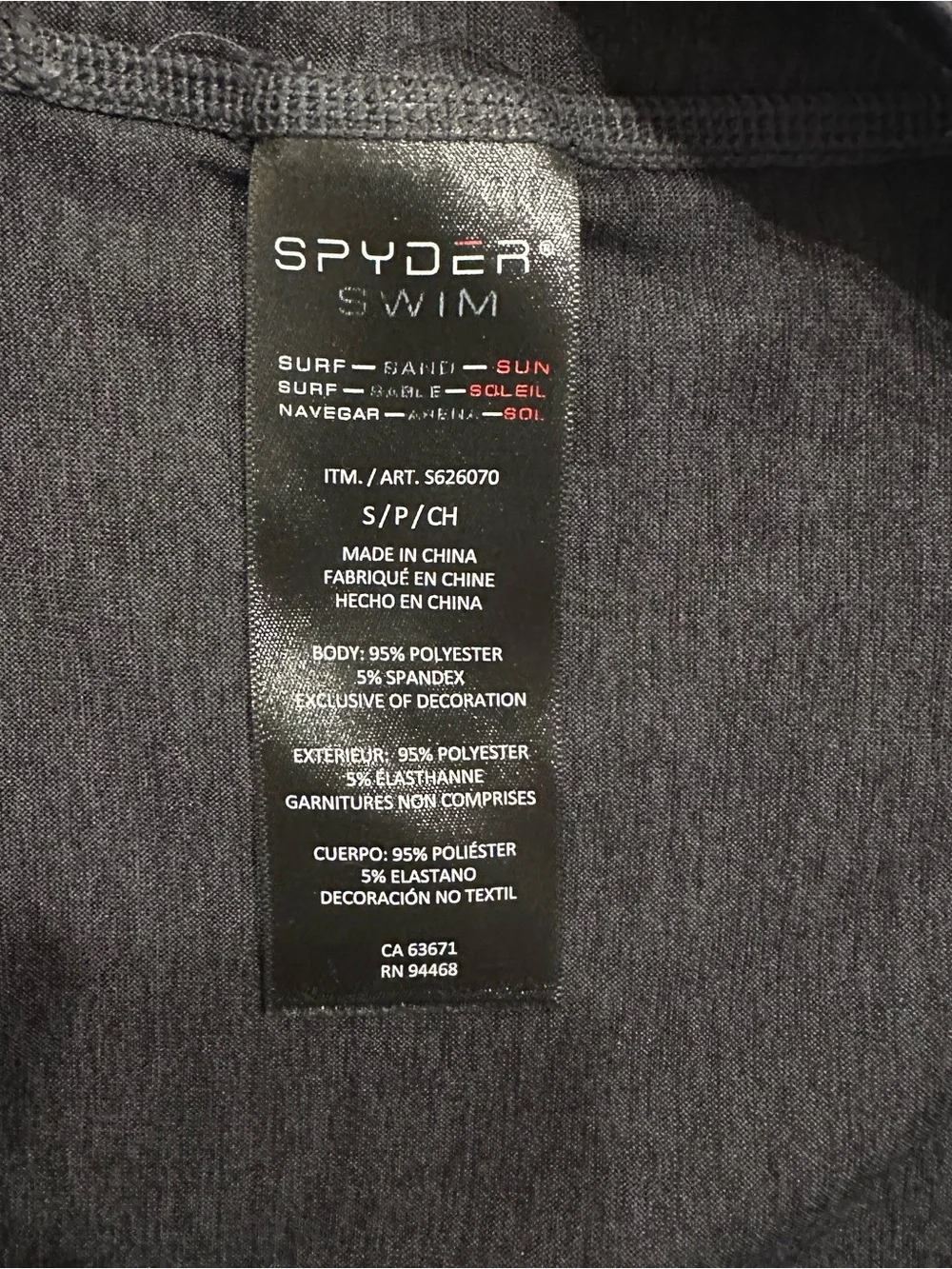 Spyder Swim Rash Guard Hoodie UPF 30+ Performance Sun Shirt Black Small - Picture 6 of 8